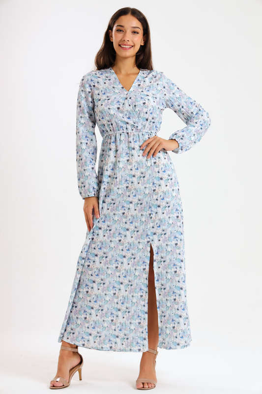 Annalee Long Sleeve Pleated Maxi Dress