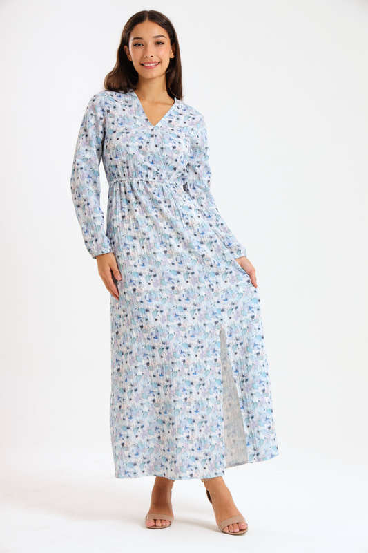 Annalee Long Sleeve Pleated Maxi Dress