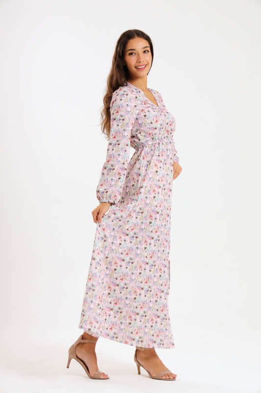 Annalee Long Sleeve Pleated Maxi Dress