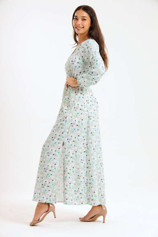 Annalee Long Sleeve Pleated Maxi Dress