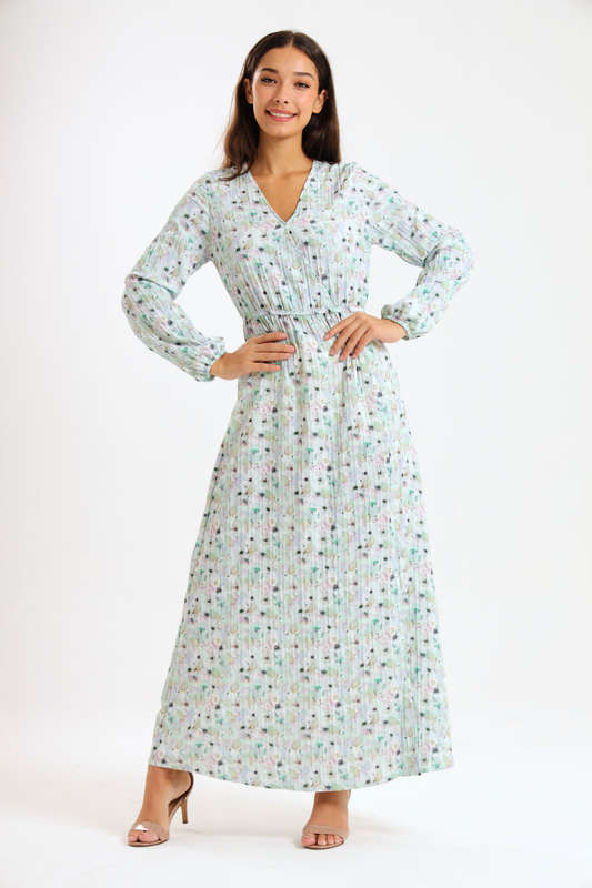 Annalee Long Sleeve Pleated Maxi Dress