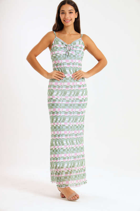 Catalina Sleeveless Meshed Lined Bodycon Maxi Dress