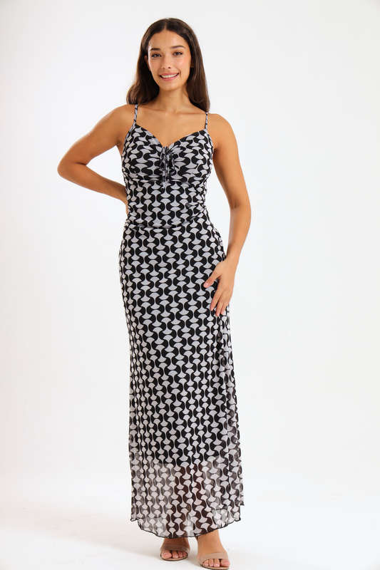 Catalina Sleeveless Meshed Lined Bodycon Maxi Dress