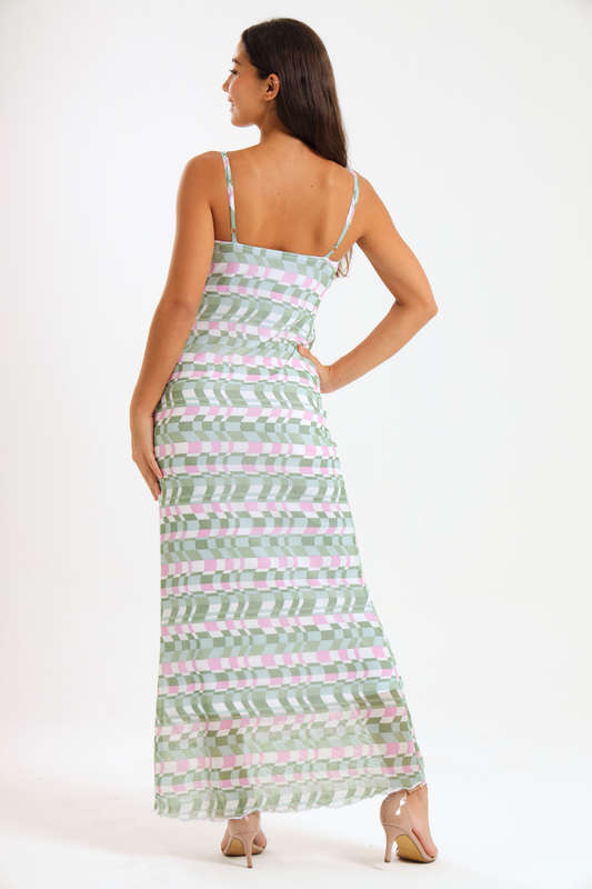 Catalina Sleeveless Meshed Lined Bodycon Maxi Dress