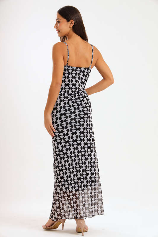 Catalina Sleeveless Meshed Lined Bodycon Maxi Dress