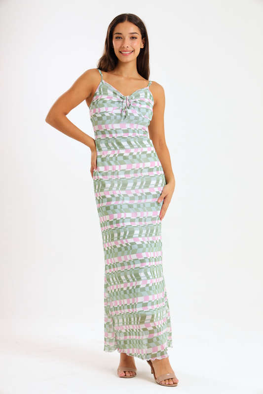 Catalina Sleeveless Meshed Lined Bodycon Maxi Dress