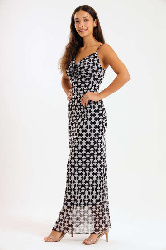 Catalina Sleeveless Meshed Lined Bodycon Maxi Dress