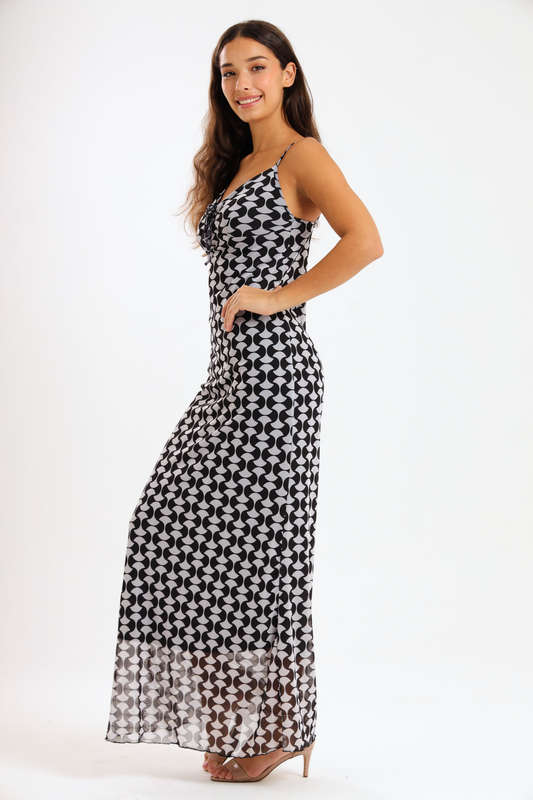Catalina Sleeveless Meshed Lined Bodycon Maxi Dress