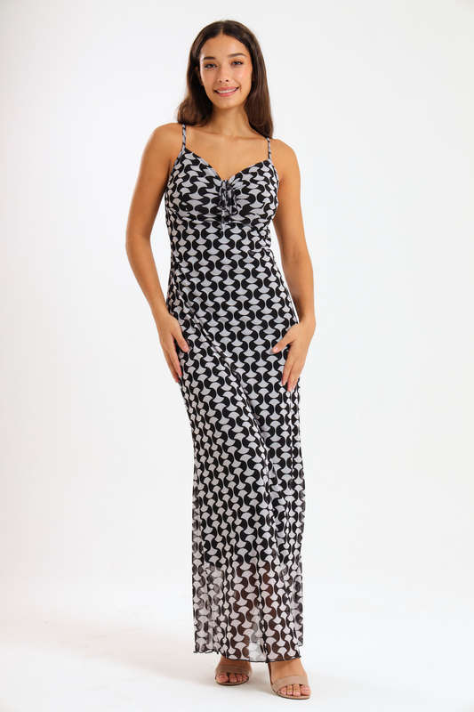Catalina Sleeveless Meshed Lined Bodycon Maxi Dress