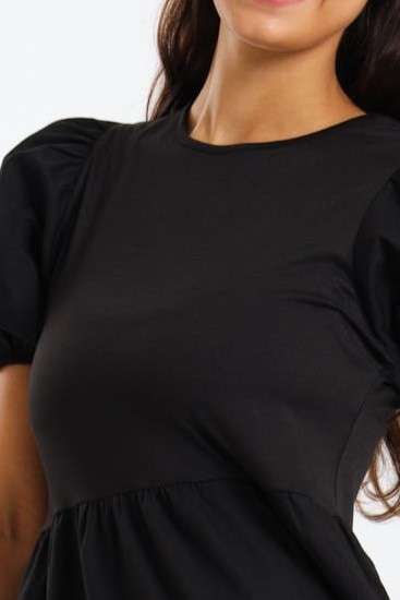 Dianna Puff Sleeve Rib Combo Midaxi Dress