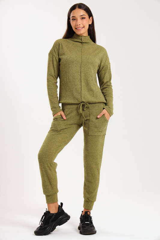 Italian Ribbed 2-Piece Tracksuit Set with Pockets