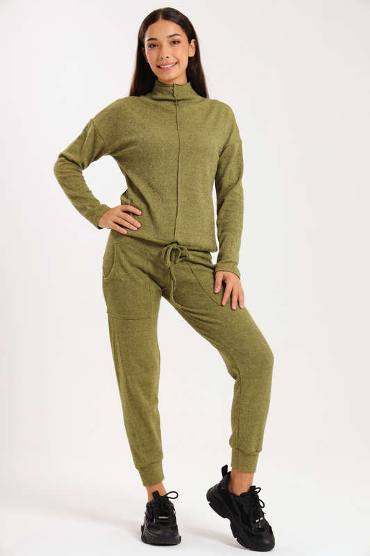 Italian Ribbed 2-Piece Tracksuit Set with Pockets
