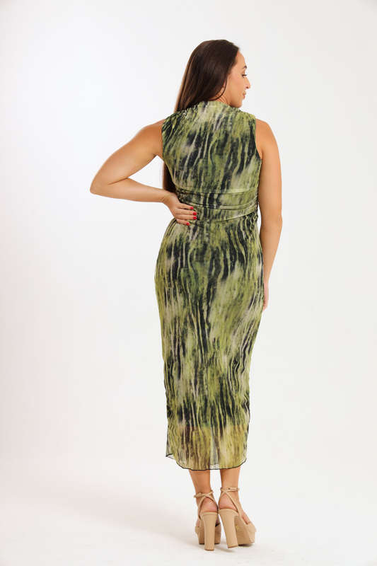 Khloe Sleeveless Meshed Lined Bodycon Maxi Dress