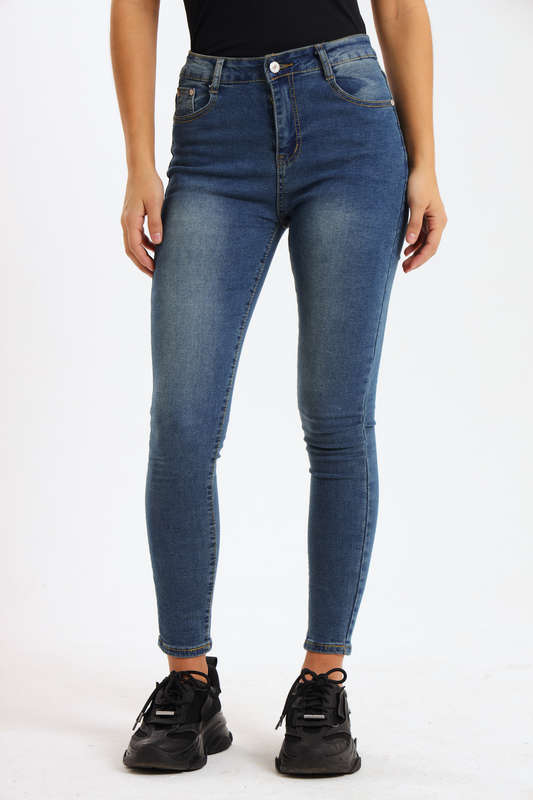 Ladies Blue High Rise Stretch Skinny Jeans