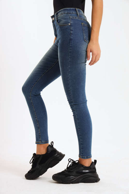 Ladies Blue High Rise Stretch Skinny Jeans