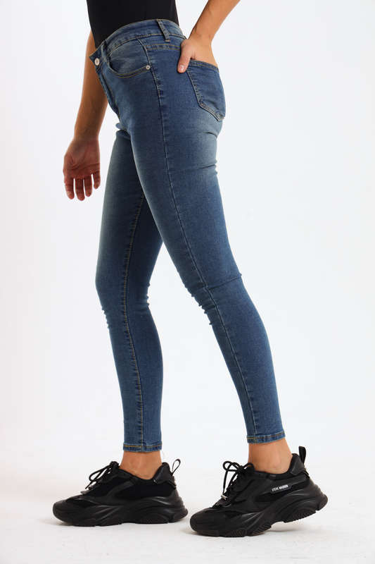 Ladies Blue High Rise Stretch Skinny Jeans