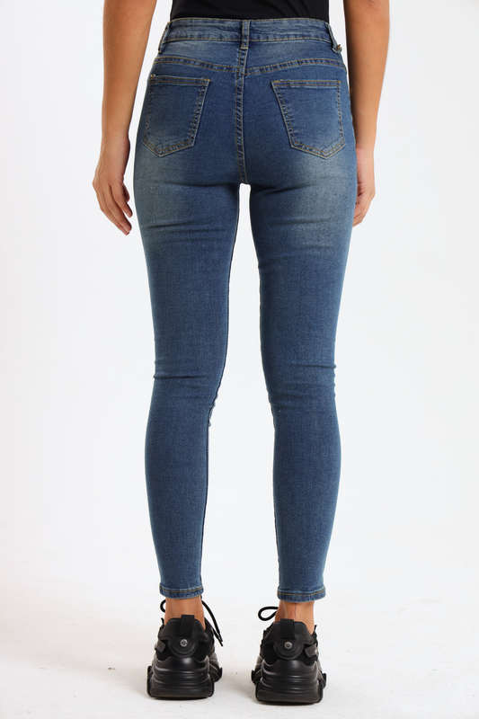 Ladies Blue High Rise Stretch Skinny Jeans