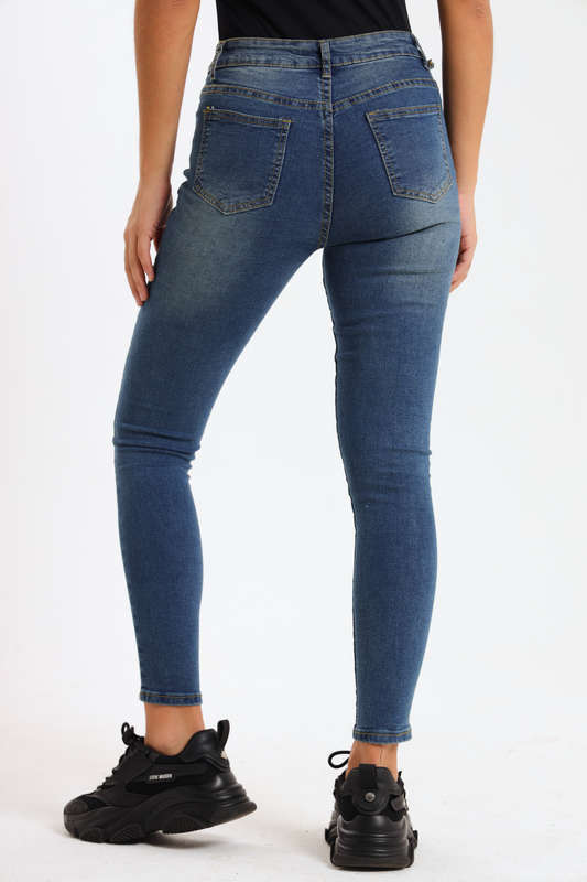 Ladies Blue High Rise Stretch Skinny Jeans
