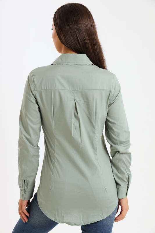 Ladies Classic Botton-Down Maxi Length Shirt