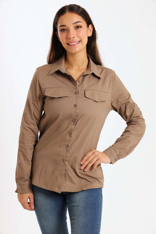 Ladies Classic Botton-Down Maxi Length Shirt