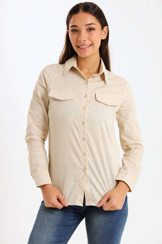 Ladies Classic Botton-Down Maxi Length Shirt