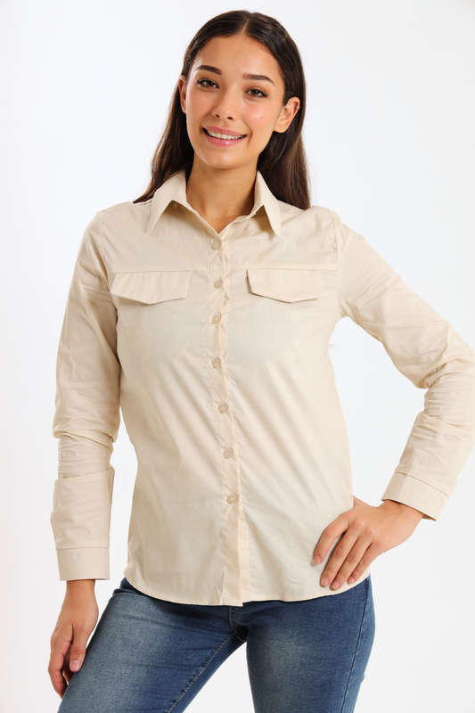 Ladies Classic Botton-Down Maxi Length Shirt