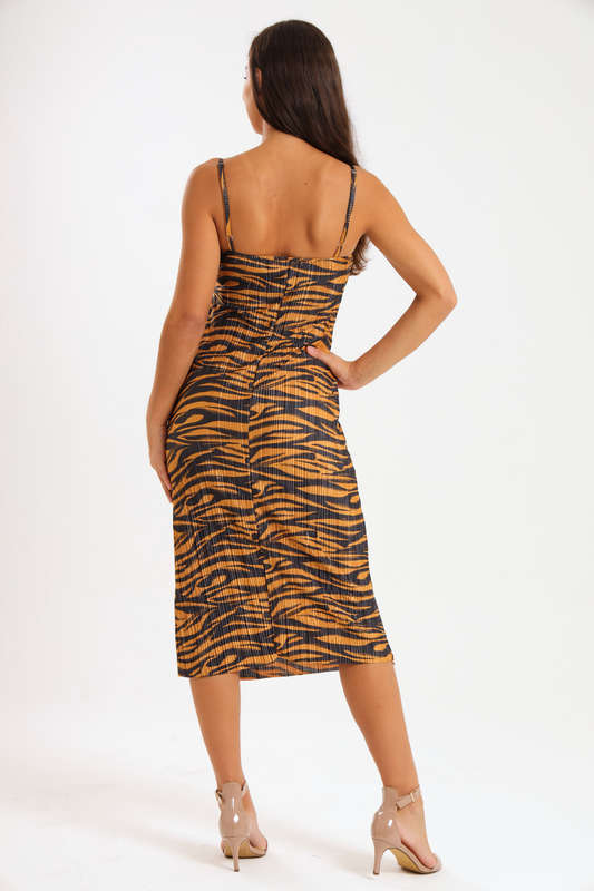 Ladies Elsie Printed Bodre Strappy Evening Dress