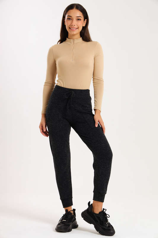 Ladies Italian Ribbed Winter Track Pants with Pockets