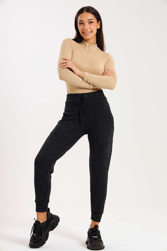 Ladies Italian Ribbed Winter Track Pants with Pockets
