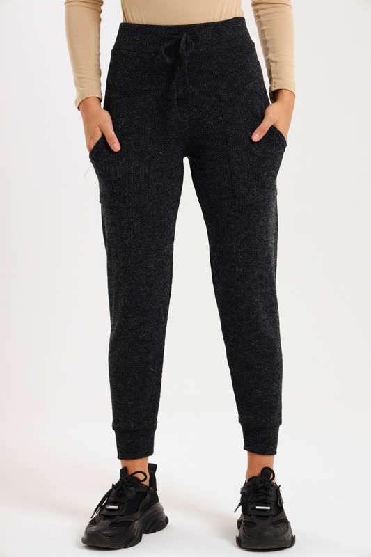 Ladies Italian Ribbed Winter Track Pants with Pockets