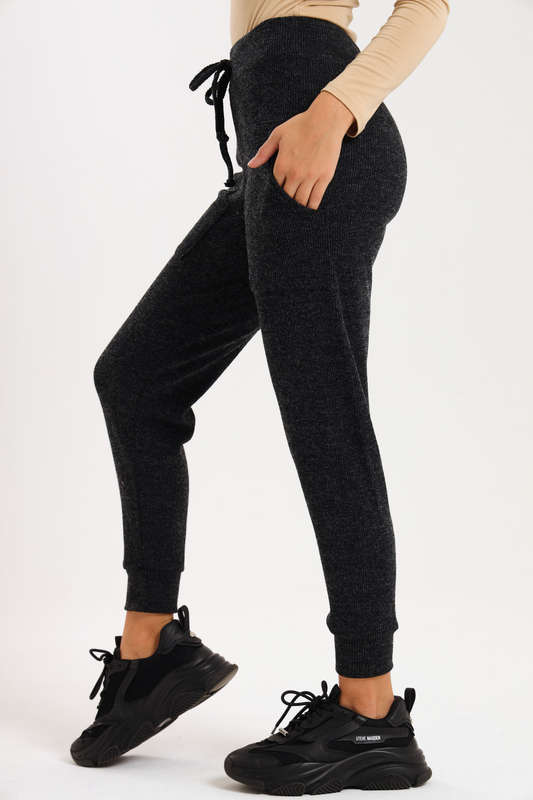 Ladies Italian Ribbed Winter Track Pants with Pockets