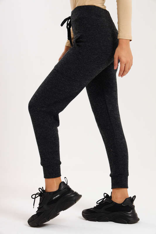 Ladies Italian Ribbed Winter Track Pants with Pockets