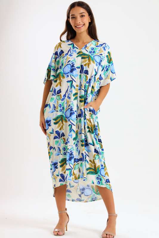 Ladies Oversized Kaftan Summer Dress With Pockets