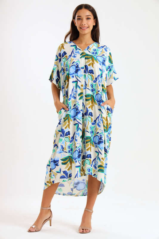 Ladies Oversized Kaftan Summer Dress With Pockets