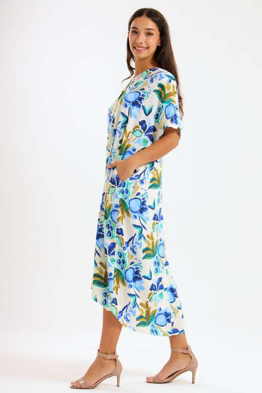 Ladies Oversized Kaftan Summer Dress With Pockets