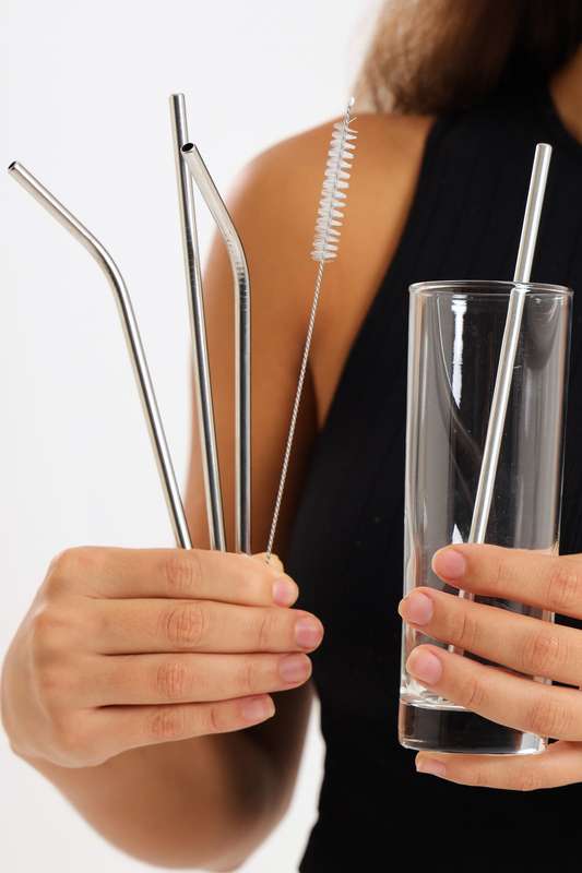 Senza® Stainless Steel Straw Set With Cleaning Brush 210mm