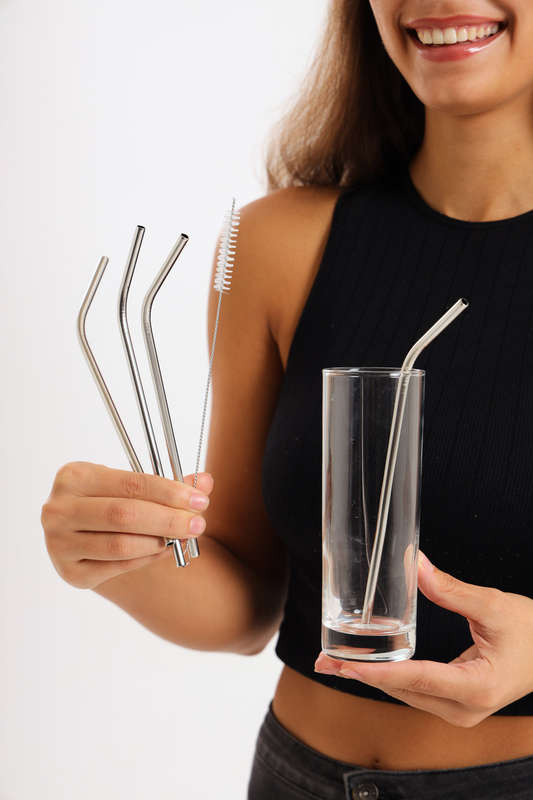 Senza® Stainless Steel Straw Set With Cleaning Brush 210mm