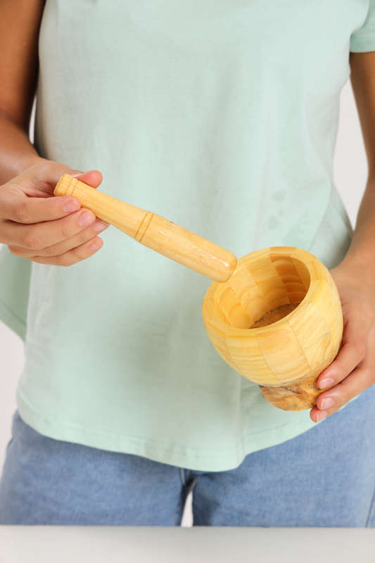 Senza® Wooden Pestle and Mortar Bamboo Bowl Set