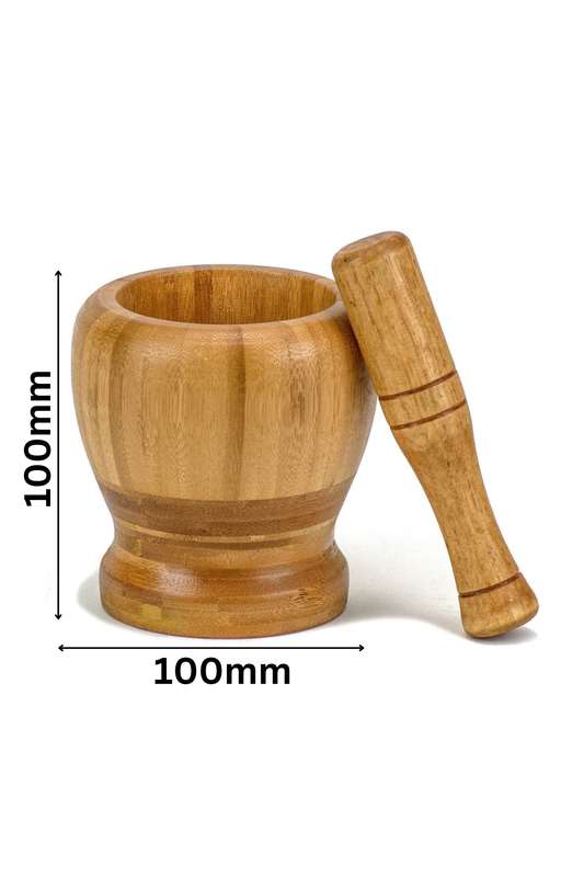 Senza® Wooden Pestle and Mortar Bamboo Bowl Set