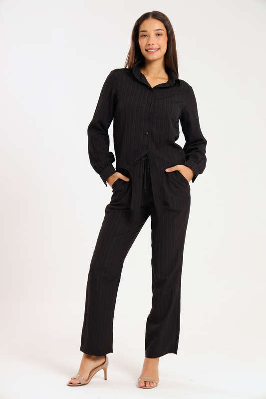 Atalier Linen Blend Tie Up Shirt &amp; Pants Set
