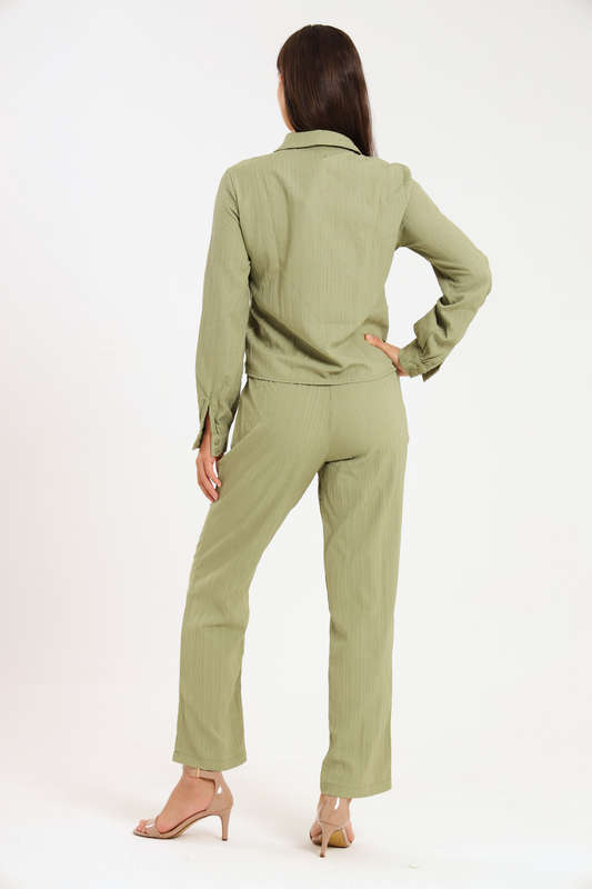 Atalier Linen Blend Tie Up Shirt &amp; Pants Set