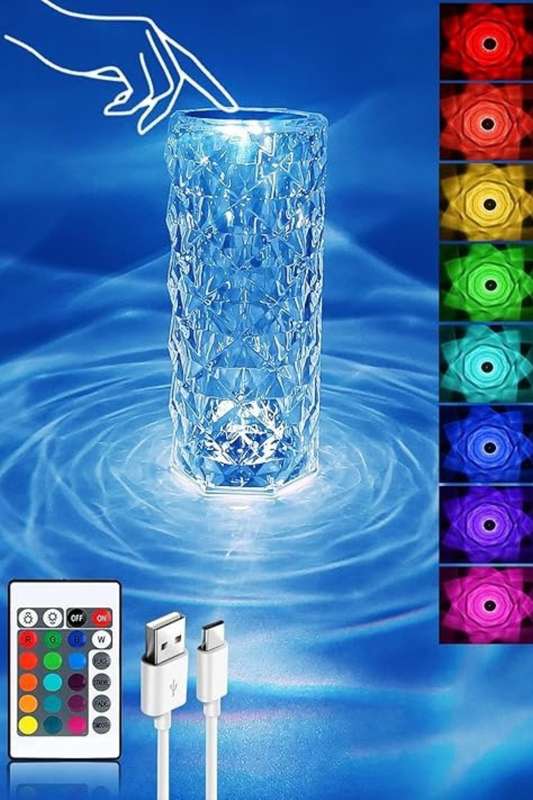 Crystal Lamp, RGB 16 Colors LED Touch Control Colour Changing Night Light