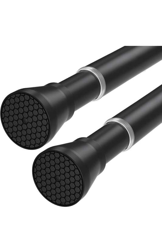 Expandable Tension Curtain Rod Black 70cm to 120cm