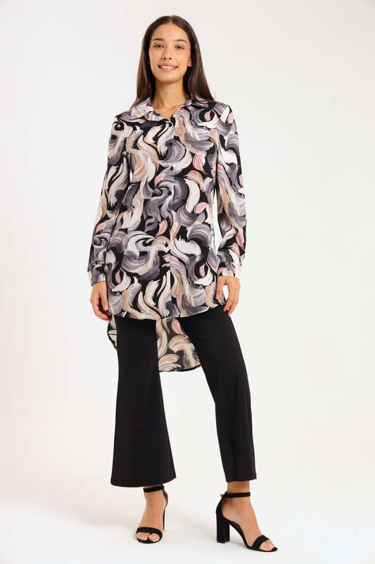 Ladies Button Down Extra Long Shirt Dress