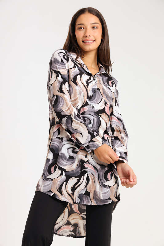 Ladies Button Down Extra Long Shirt Dress