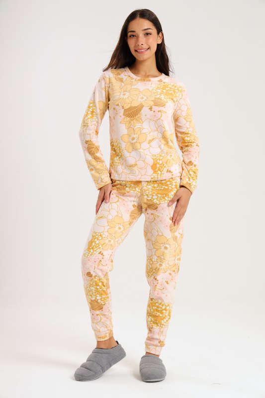 Ladies Microfleece Winter Long Sleeve Pyjama Set