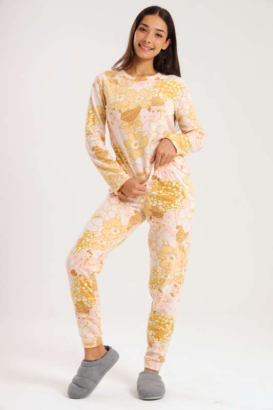 Ladies Microfleece Winter Long Sleeve Pyjama Set