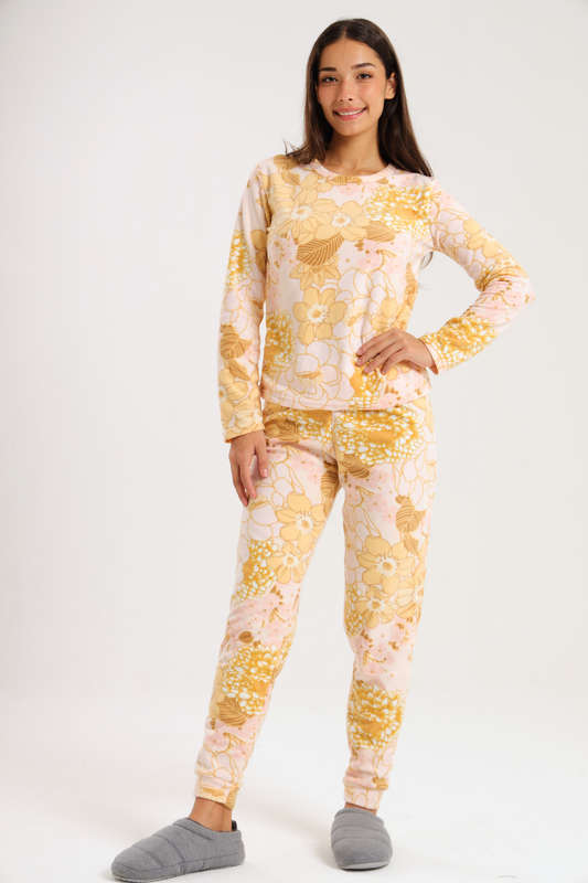 Ladies Microfleece Winter Long Sleeve Pyjama Set