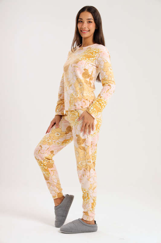 Ladies Microfleece Winter Long Sleeve Pyjama Set