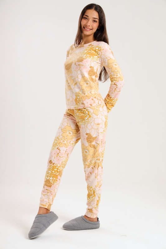 Ladies Microfleece Winter Long Sleeve Pyjama Set